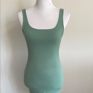 Superdown Green Fitted Ribbed Tank Top